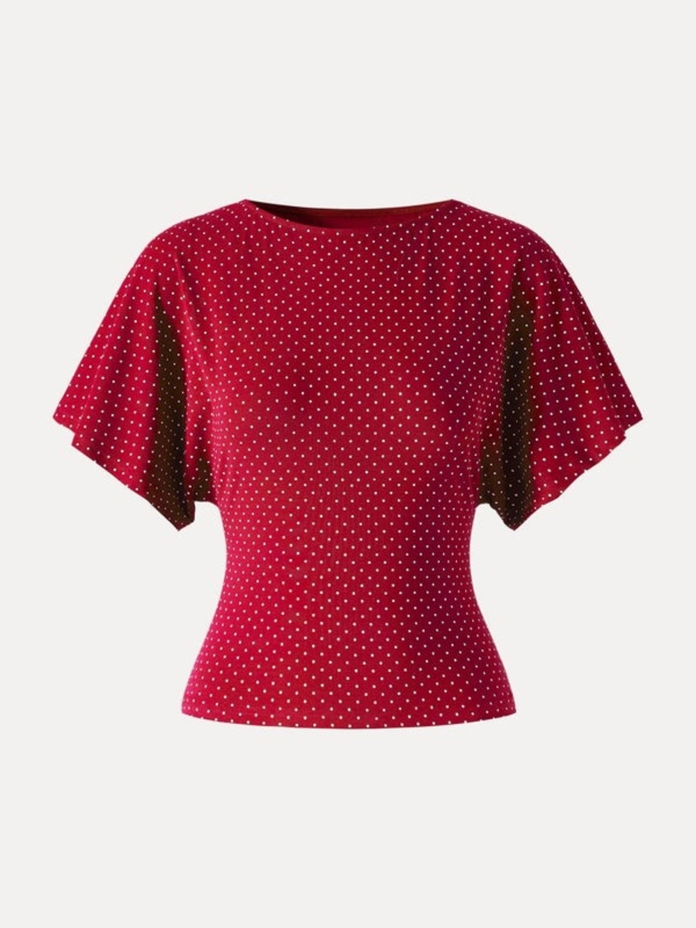 OGL Soft Stretch Cotton Boatneck Flutter Sleeves Polka Dot Top Limited Edition